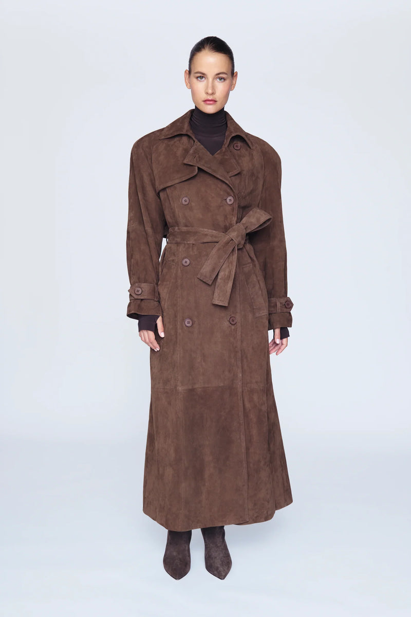 Suede Long Trenchcoat