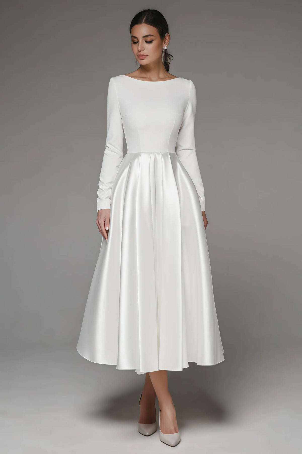 Nalea White Simple Maxi Dress