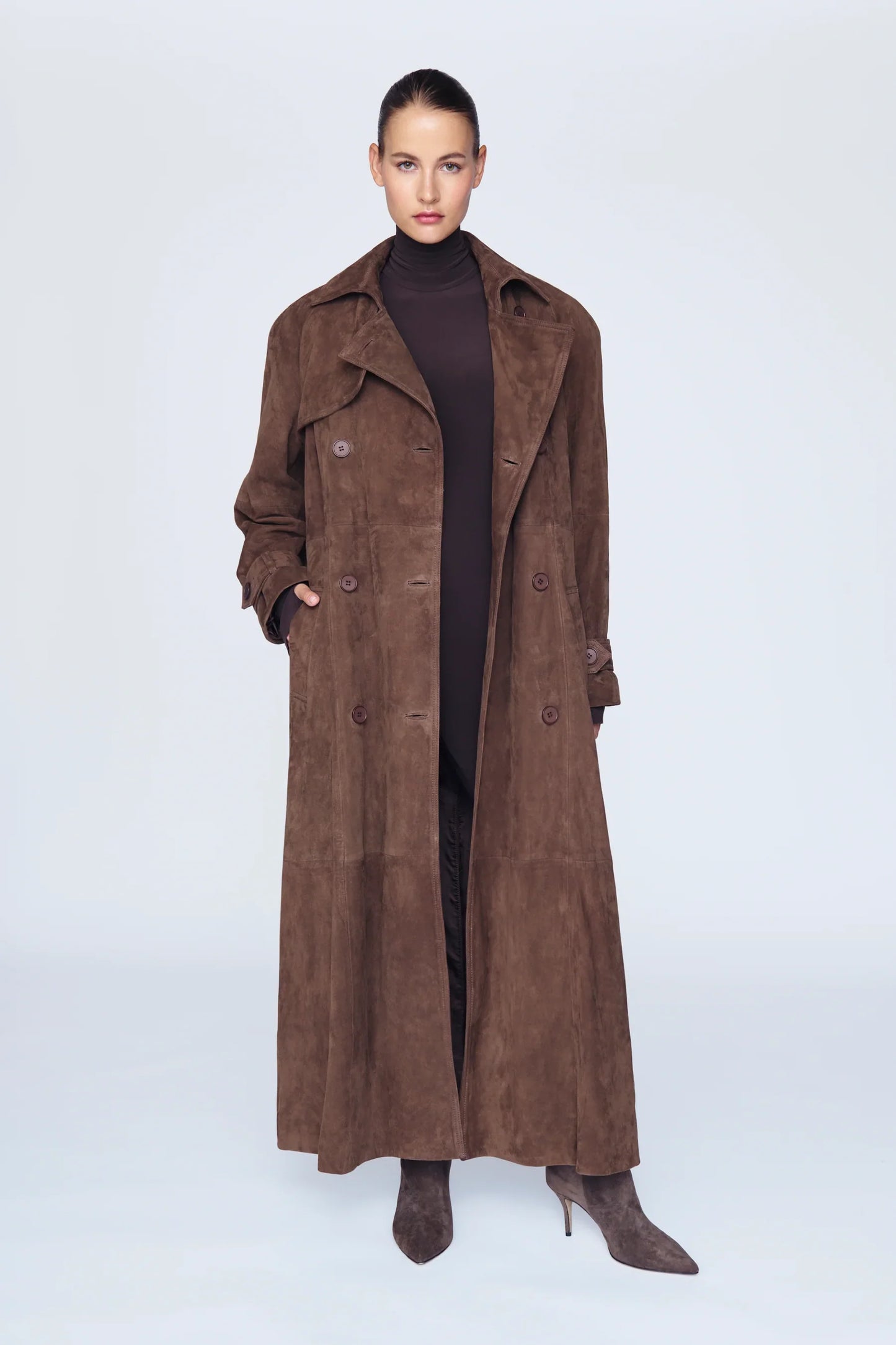 Suede Long Trenchcoat