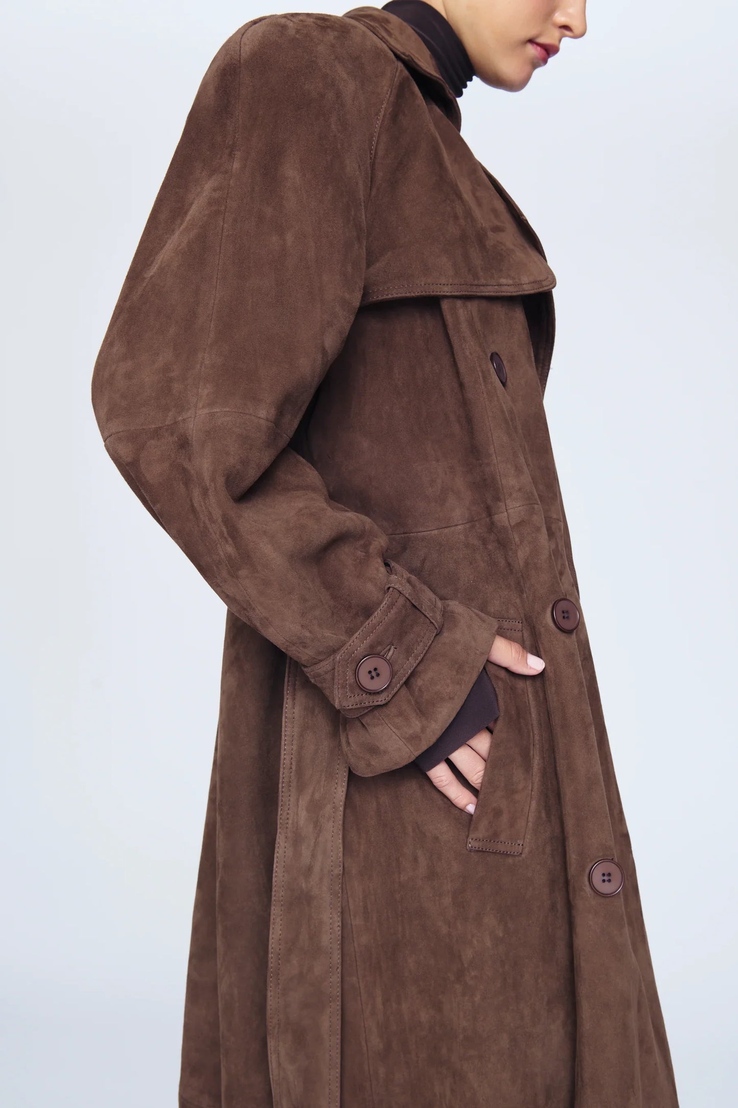 Suede Long Trenchcoat