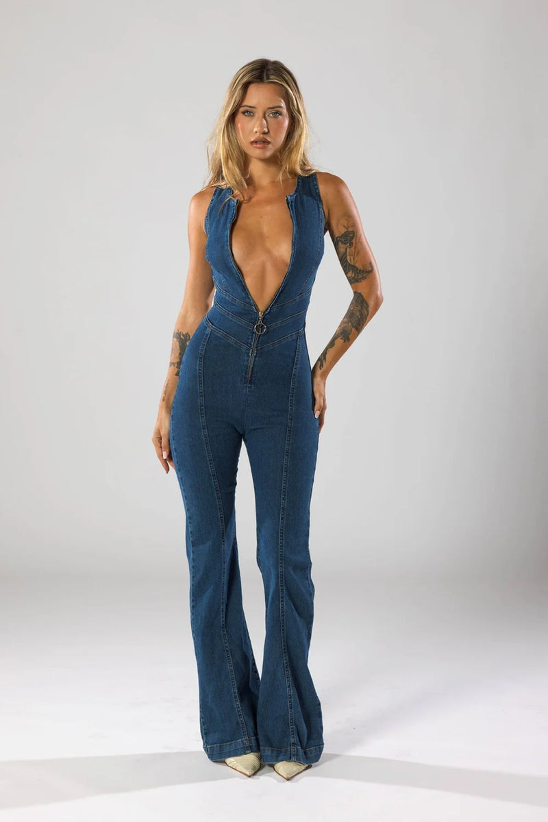 Renate - Bodycon backless heart jumpsuit