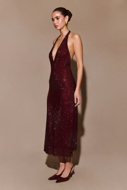 Sexy American Style Deep V-Neck Diamond Waist Cinched Dress