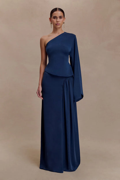 Slinky One Shoulder Top - Midnight Navy