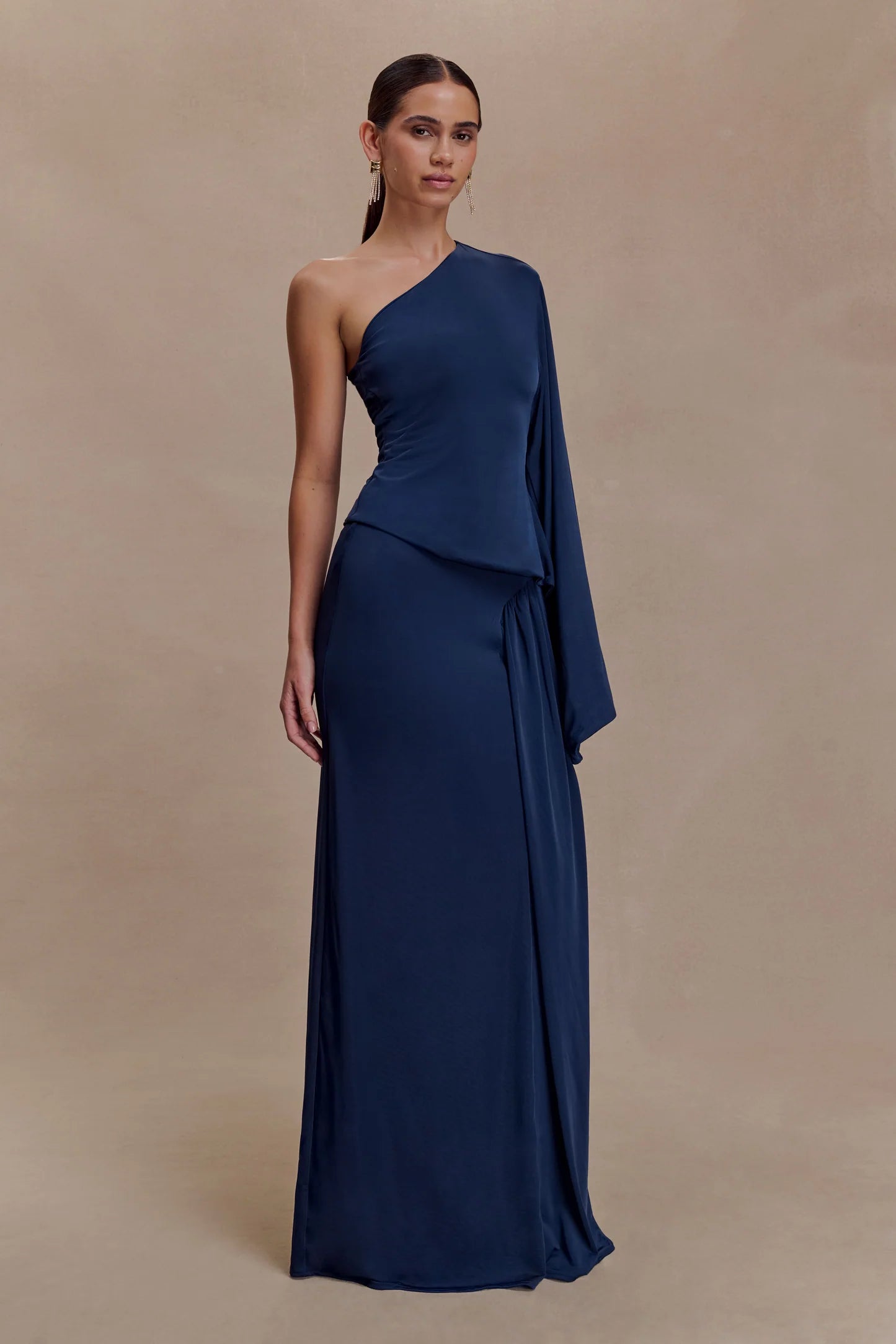 Slinky One Shoulder Top - Midnight Navy
