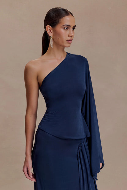 Slinky One Shoulder Top - Midnight Navy