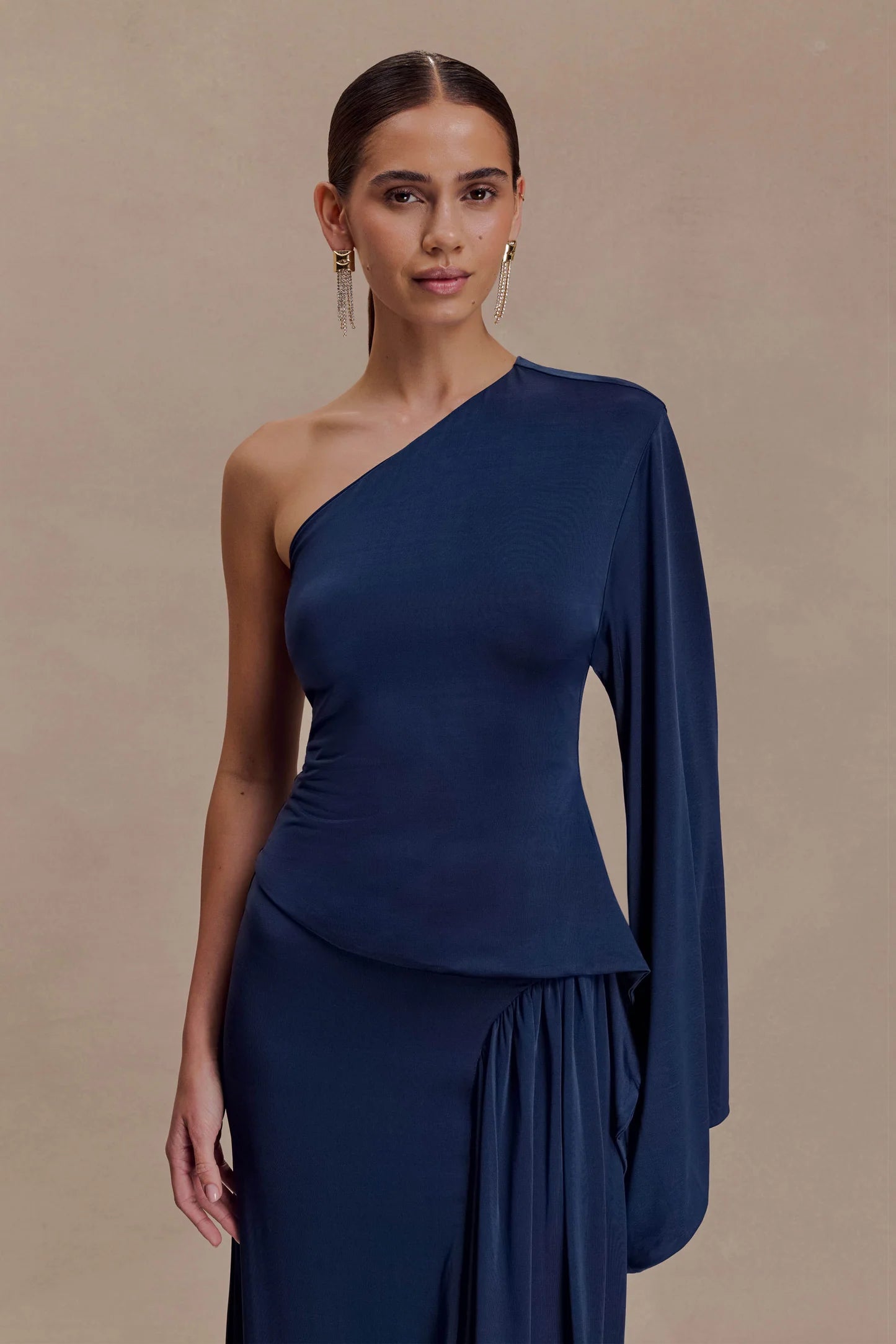 Slinky One Shoulder Top - Midnight Navy