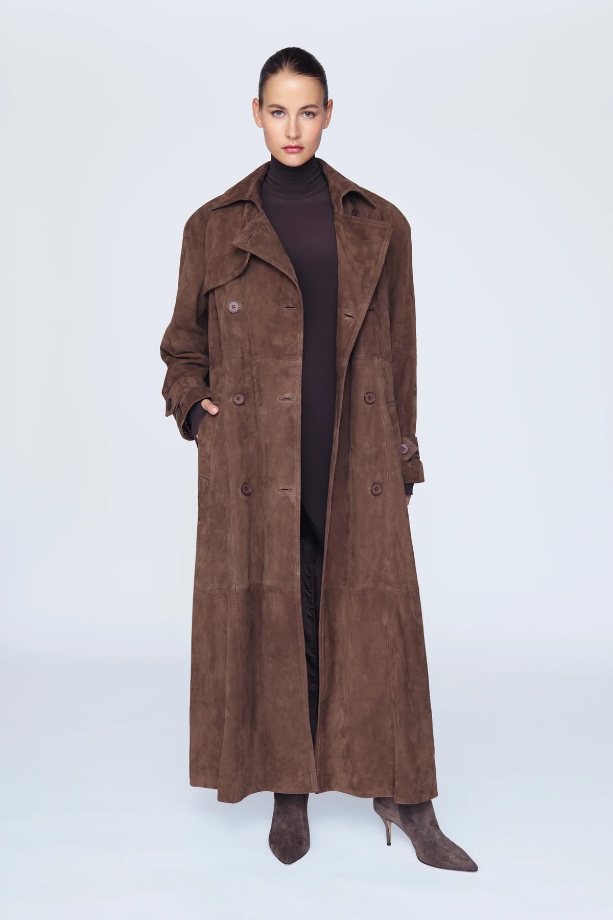 Suede Long Trenchcoat