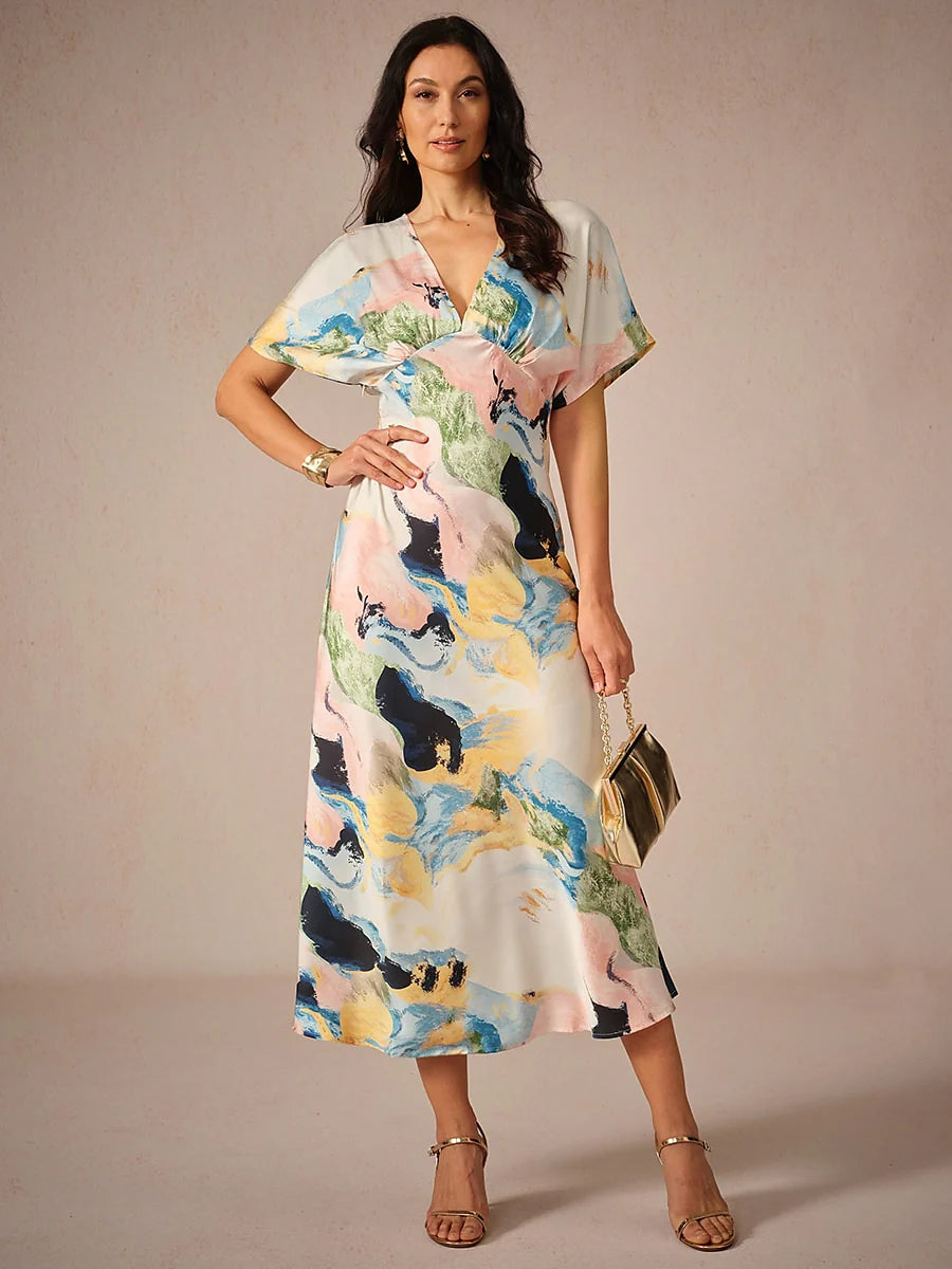 Satin Tie Dye Maxi Dress