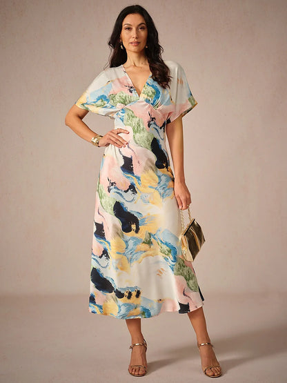 Satin Tie Dye Maxi Dress