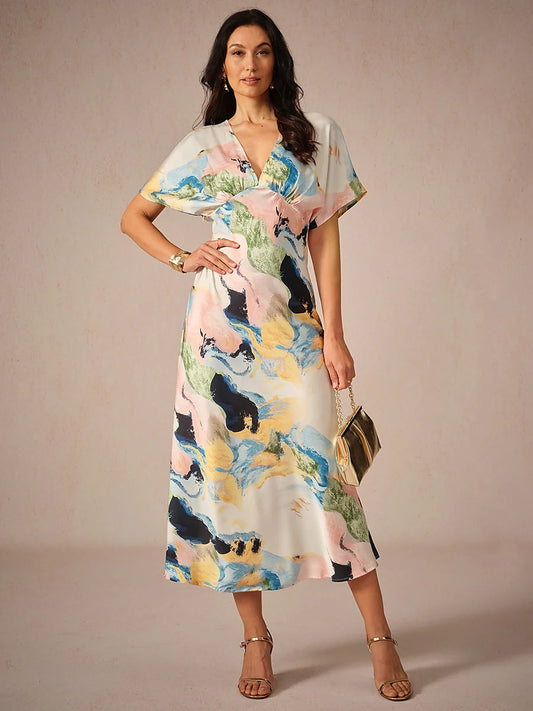 Satin Tie Dye Maxi Dress