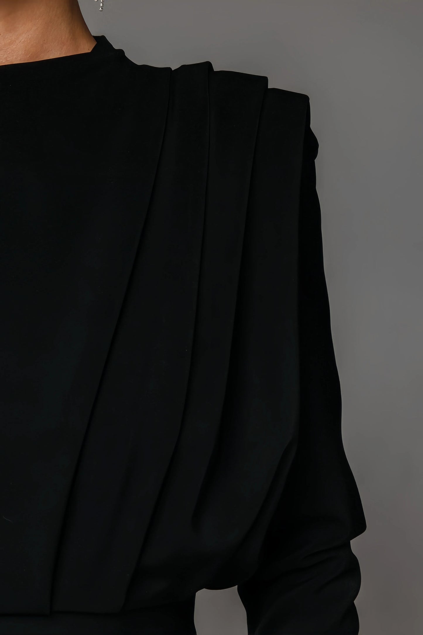 Irene High Neck Slit Maxi Dress-Black