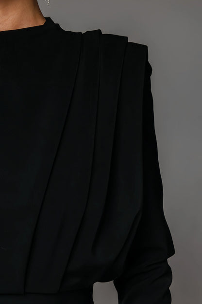 Irene High Neck Slit Maxi Dress-Black