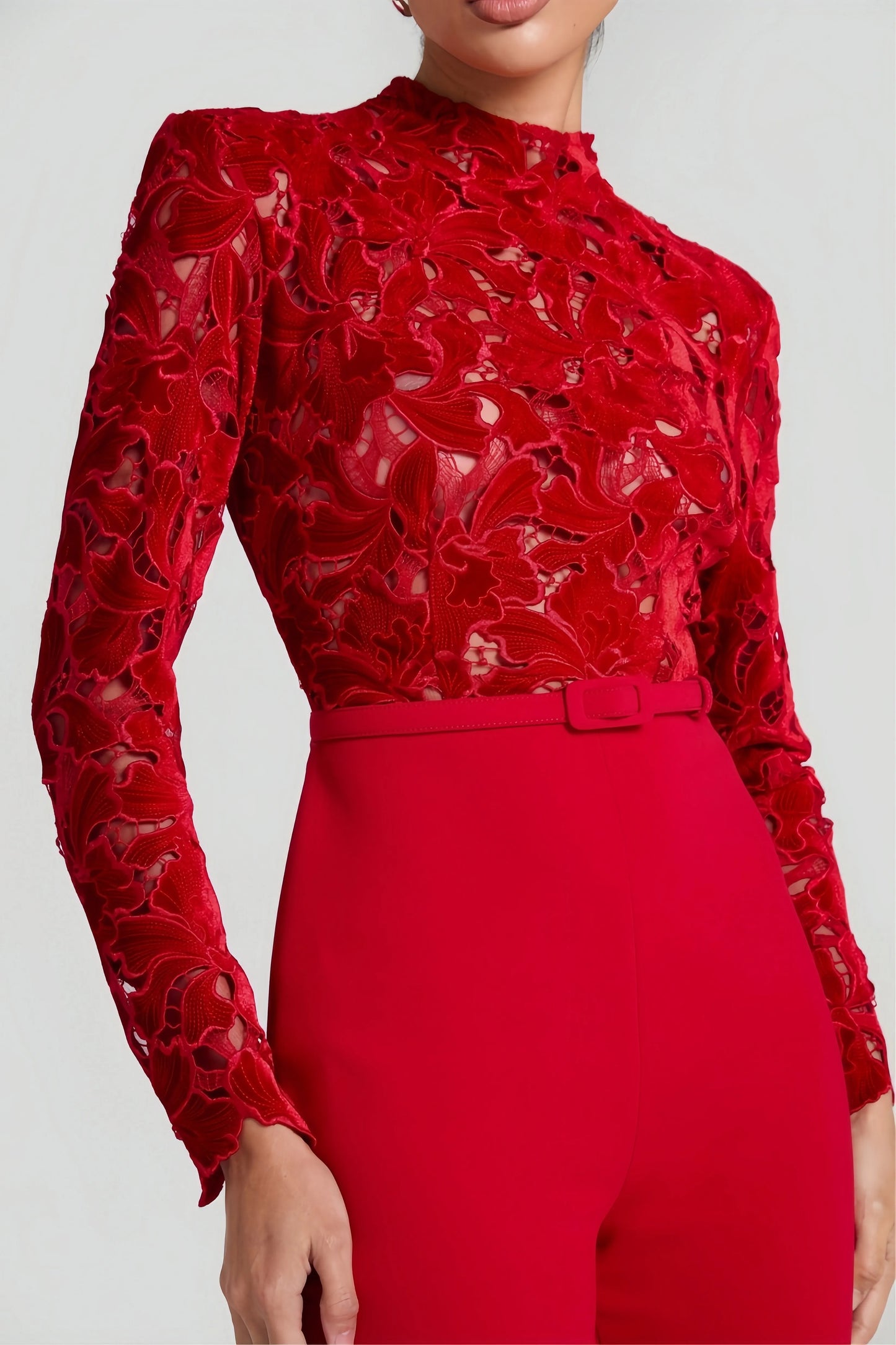 Riya Red Lace Jumpsuit