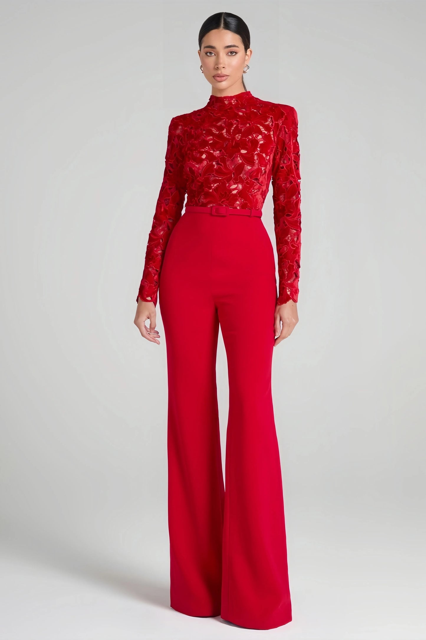 Riya Red Lace Jumpsuit