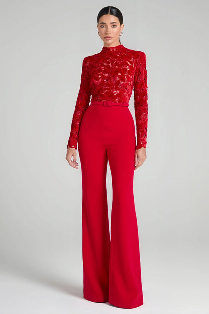 Riya Red Lace Jumpsuit