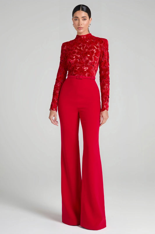 Riya Red Lace Jumpsuit