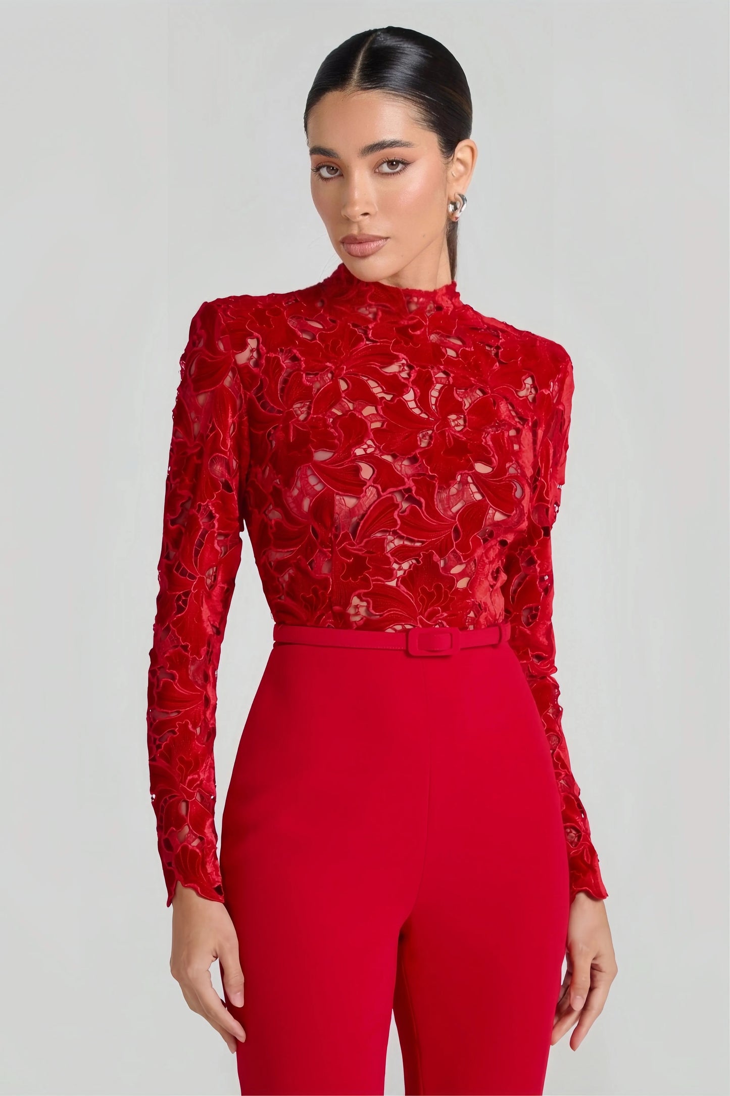 Riya Red Lace Jumpsuit