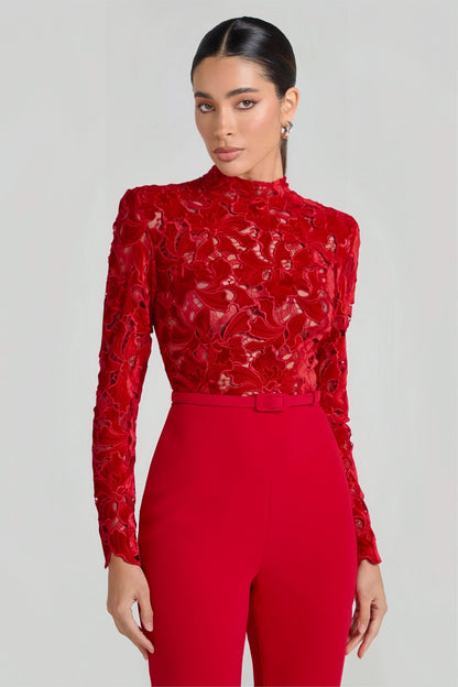 Riya Red Lace Jumpsuit