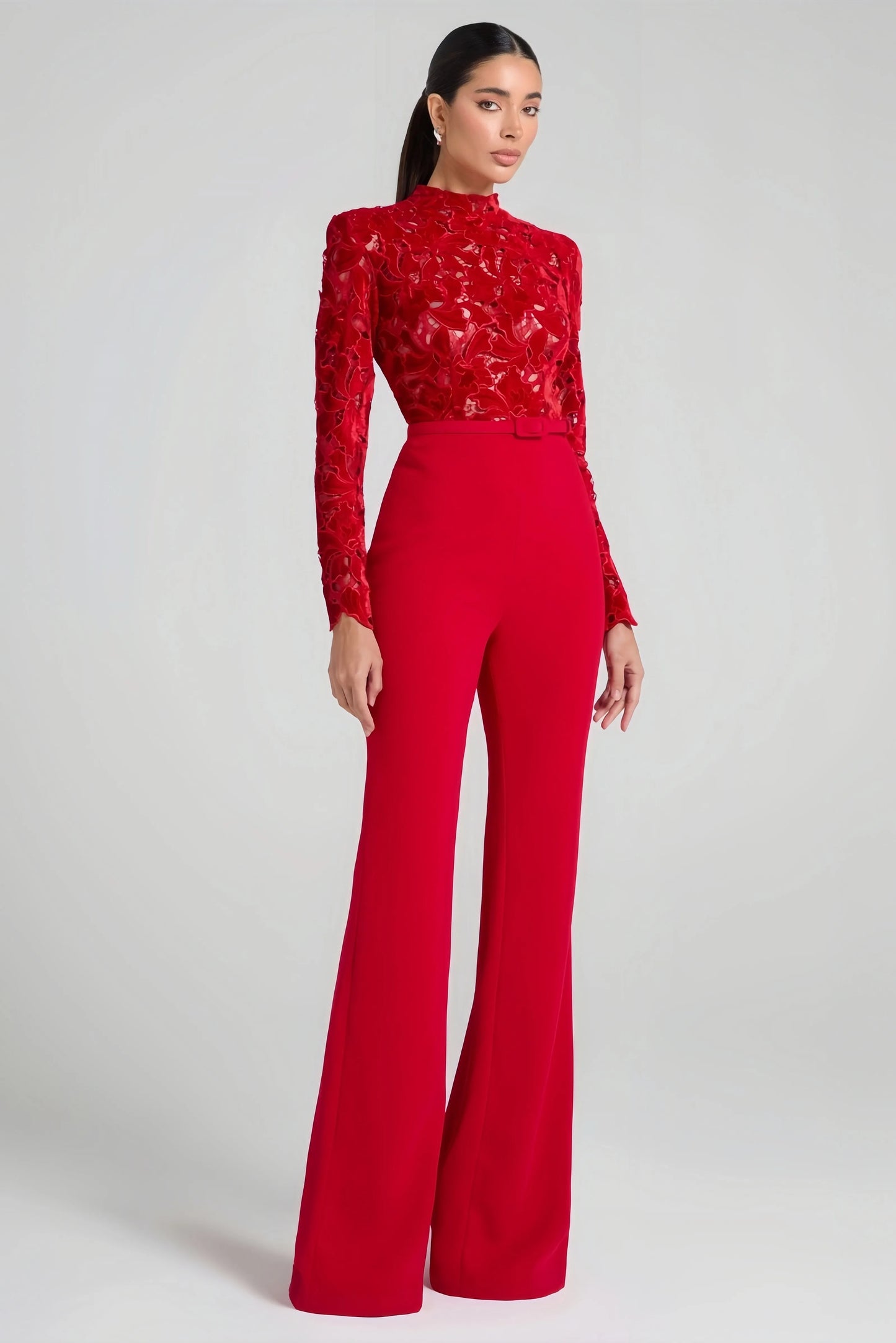 Riya Red Lace Jumpsuit