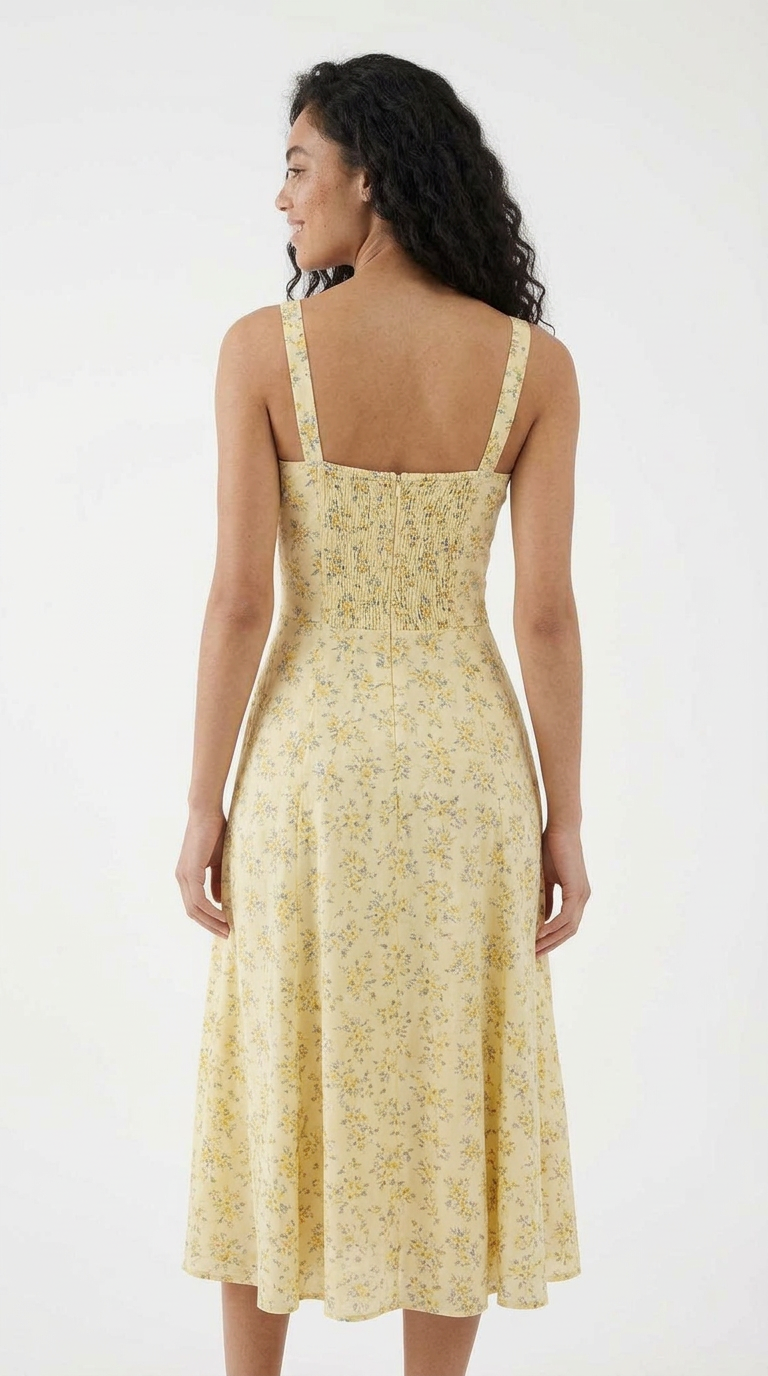 Sunshine Bloom Bustier Midi Dress