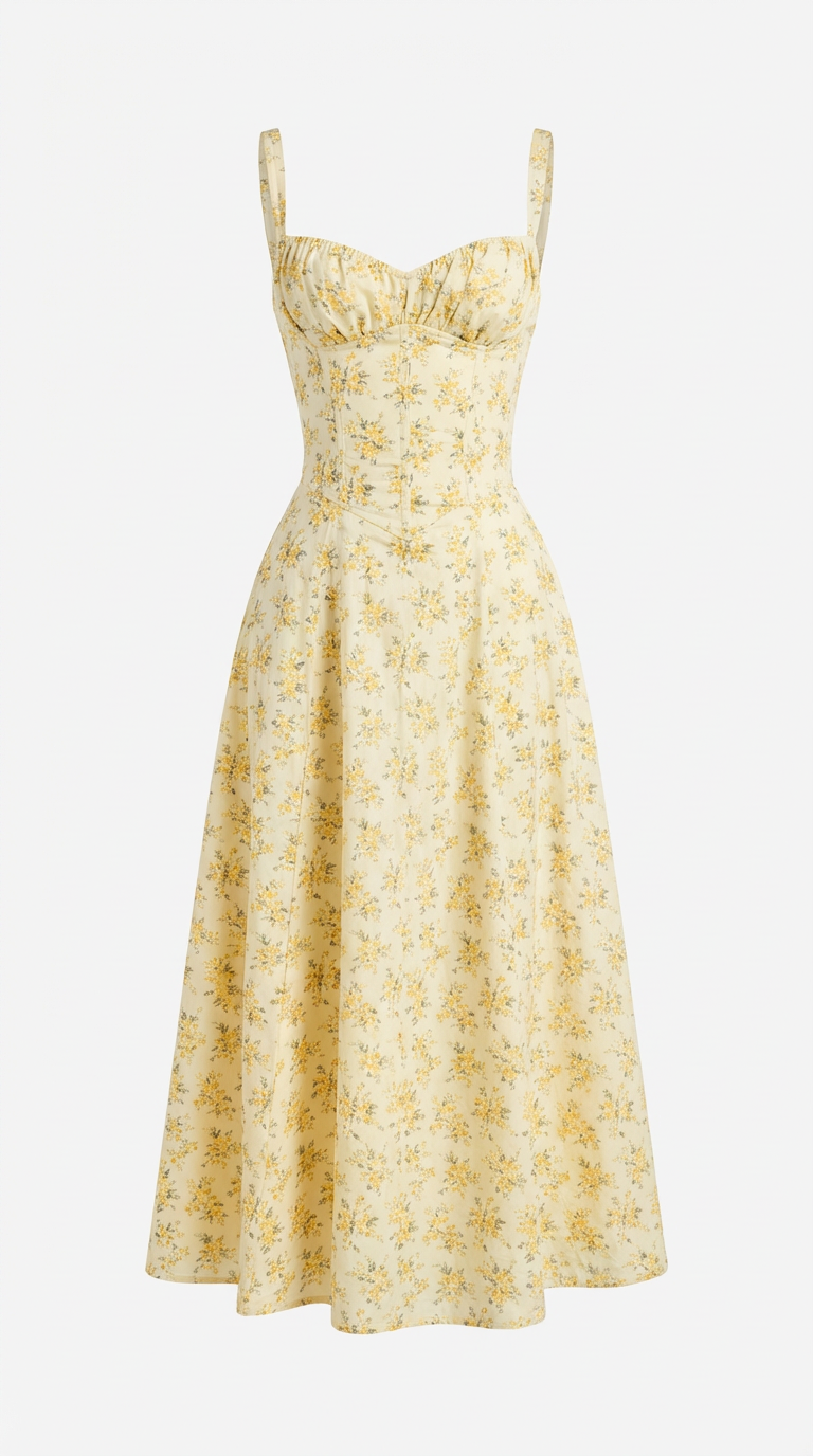 Sunshine Bloom Bustier Midi Dress
