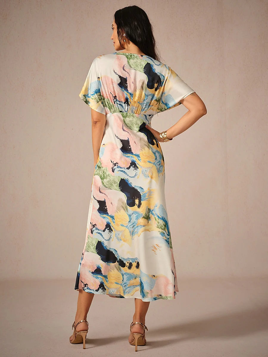Satin Tie Dye Maxi Dress