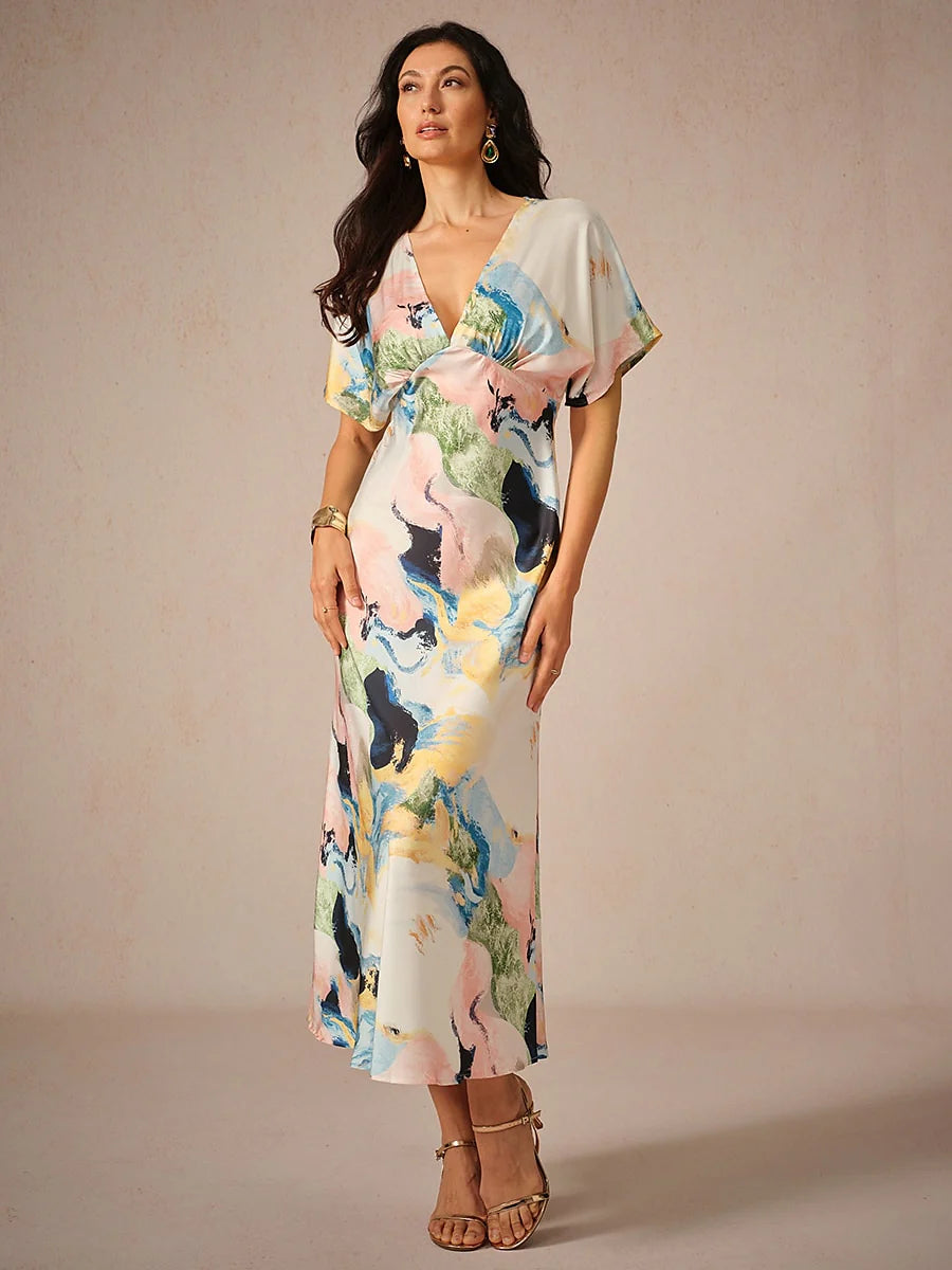Satin Tie Dye Maxi Dress