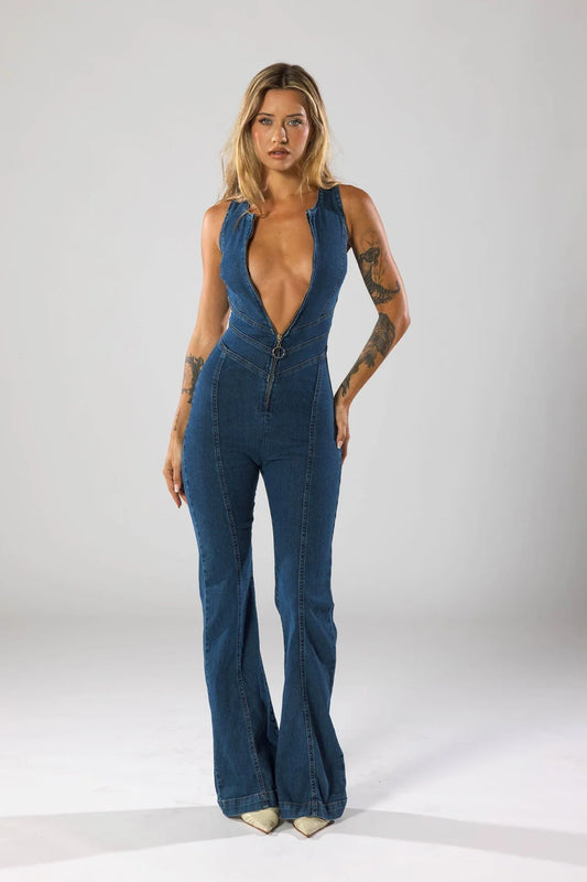 Renate - Bodycon backless heart jumpsuit
