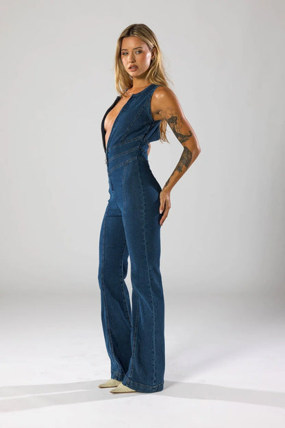 Renate - Bodycon backless heart jumpsuit
