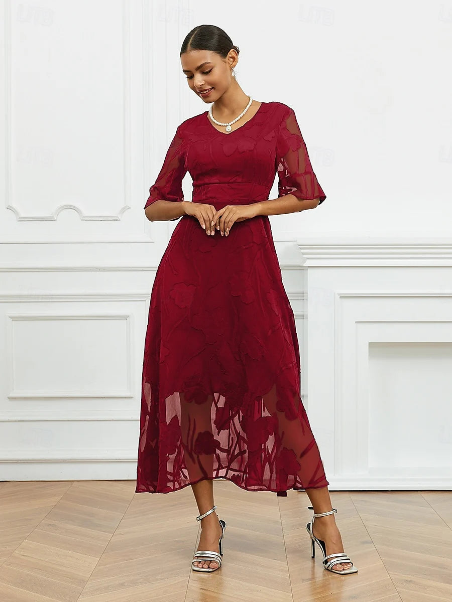 Ruffle Flutter Lace Maxi Dress