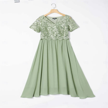 Contrast Lace Satin Midi Dress