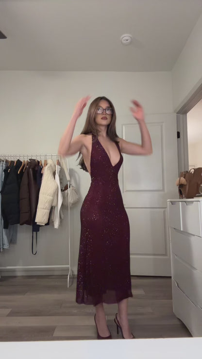 Sexy American Style Deep V-Neck Diamond Waist Cinched Dress