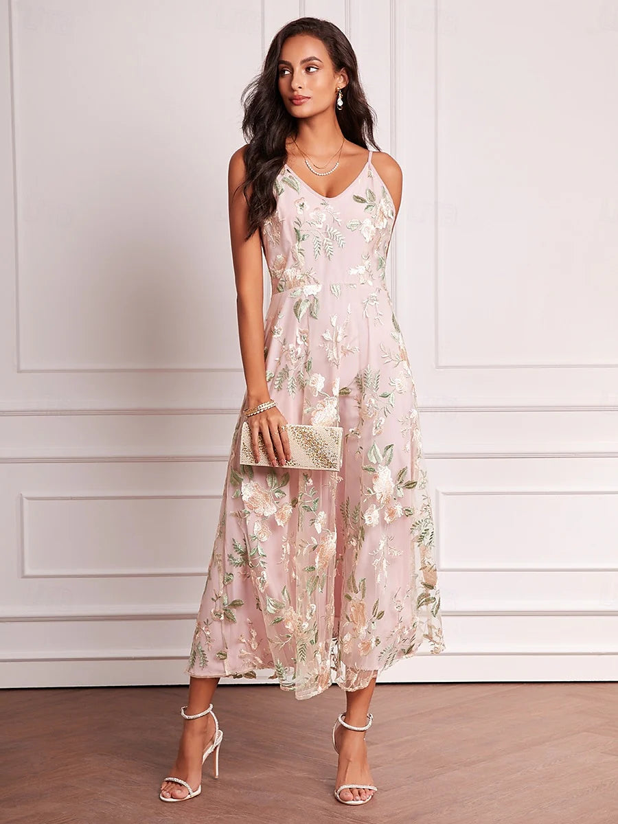 Embroidered Lace Chiffon Dress Set
